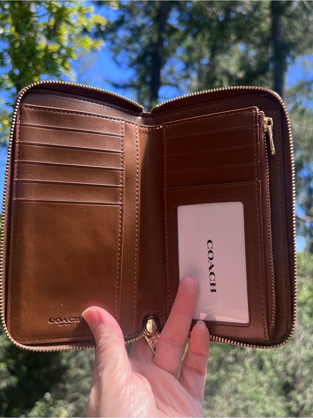 COACH Medium Signature Brown Wallet with Gold Hardware AUTHENTIC - Picture 3 of 13